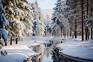 Winters Serene Beauty: A Snow-Covered Forest Path