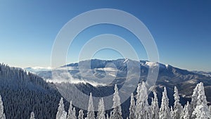 Winterscape of Bucegi mountains in the Carpathian range photo