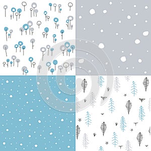 Winter seamless floral patterns
