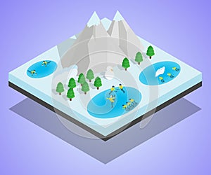 Wintersport concept banner, isometric style