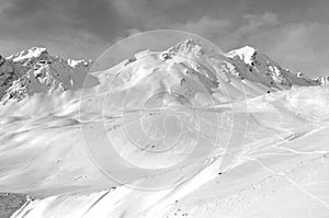 Swiss Alps: Winter sport at Parsenn Weisfluhjoch above Davos City in Canton GraubÃÂ¼nden photo