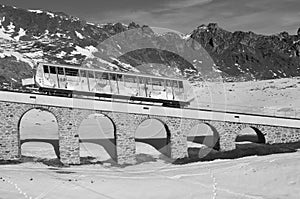Winter sport: The Parsenn mountain railway in the swiss alps above Davos-City photo