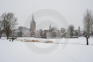 Winterswijk seen from the Scholtenbrug on a winter day