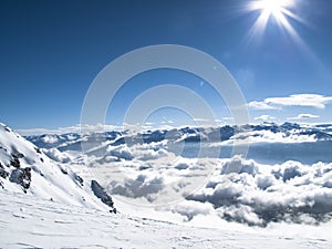 Wintertime early morning sea of clouds â€“ mountain top Austrian