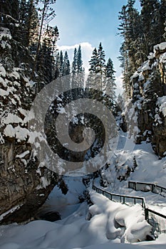 Wintertime Johnson canyon Banff national park  Alberta  Canada