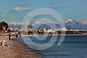 Wintertime at Konyaalti beach in Antalya, Turkey