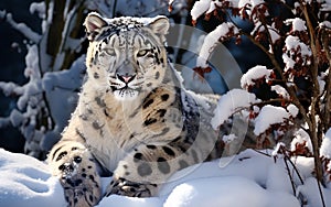 Wintertime Wanderer: AI-Rendered Snow Leopard Portrait