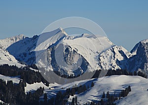 Wintery mountain landscape near Zweisimmen