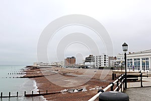 Looking at the town of Worthing from its pier. photo