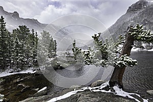 Wintery Weather at Mills Lake in Rocky Mountain Nationa Park