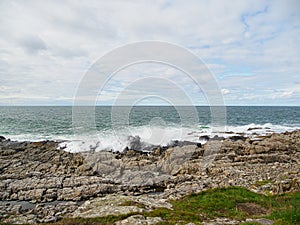 Wintery weather and stormy seas in autumn 2022. Aberdeenshire, Scotland, UK