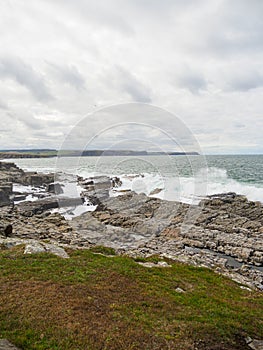 Wintery weather and stormy seas in autumn 2022. Aberdeenshire, Scotland, UK