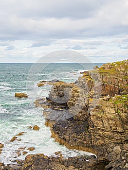 Wintery weather and stormy seas in autumn 2022. Aberdeenshire, Scotland, UK