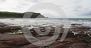 Wintery weather and stormy seas in autumn 2022. Aberdeenshire, Scotland, UK.