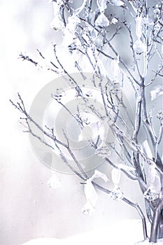 Wintry branches, organza & crystal drops