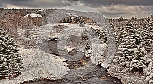 Wintry landscape on Avalon Peninsula in Newfoundland, Canada