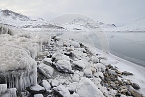 Wintry landscape, Mont Cenis lake