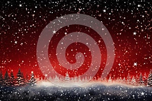 Wintry Snow red christmas background. Generate AI