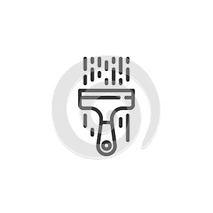 Wipe glass, cleaning line icon