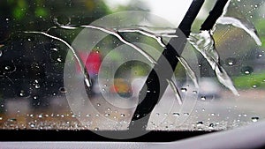 Wipe the rain on the windshield