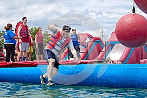 Wipeout 5K Run obstacles course - wrecking balls