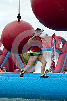 Wipeout 5K Run obstacles course - wrecking balls