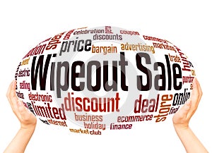 Wipeout sale word cloud hand sphere concept