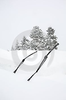 Wipers of car under snow, Uludag photo