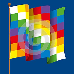 Wiphala is the flag of the Andean nation and the Aymara people. It is a quadrangular Andean symbol, it represents equality and photo