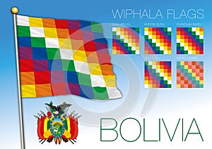 Wiphala official flags, Bolivia, vector illustration photo