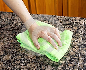 Wiping down Kitchen Stone Countertop