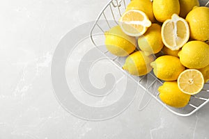 Wire basket with lemons