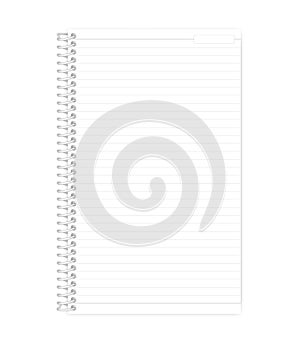 Wire bound lined note book legal paper format vector mock-up