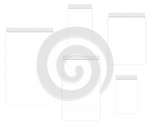 Wire bound spiral lined notebook set, realistic vector mockup