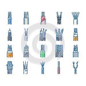wire cable technology connection icons hand drawn