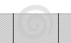 Wire chain-link fence. Vector steel woven net pattern illustration. Safety metal net barrier. Prison iron gate security fencing. S