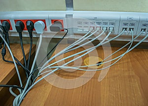 Wire and connectors connected to the server connectors