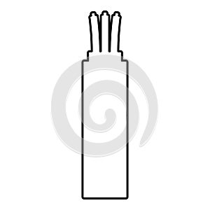 Wire Cord electrical cable curved power optical fibre contour outline icon black color vector illustration flat style image