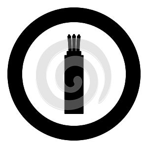 Wire Cord electrical cable curved power optical fibre icon in circle round black color vector illustration image solid outline