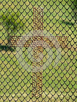 Wire cross on the Locurele Hermitage, Gorj County, Romania
