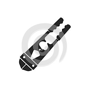 Wire cutter icon in black and white.