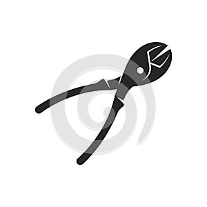 Wire cutter icon in black and white.