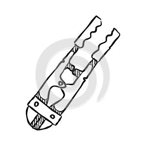 Wire cutter icon in sketch style.