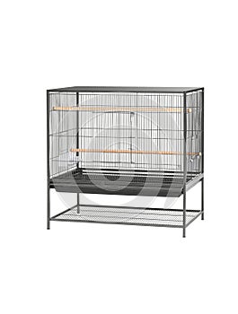 Wire dog crate or animal cage on white background