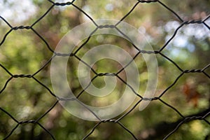 Wire fence close up. Modern decoration.