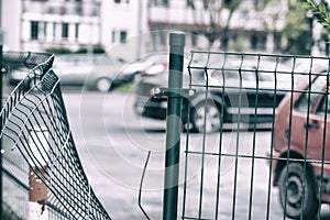 Wire fence at guarded parking broke by thief