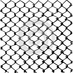 Wire fence mesh pattern, freehand drawn image, digitally remastered black and white texture