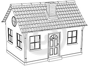 Wire-frame house. Vector illustration