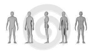 Wire frame of human bodies. Polygonal model on white background photo