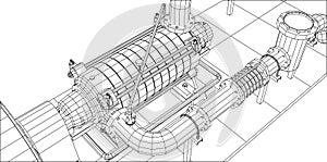 Wire-frame industrial equipment oil and gas pump